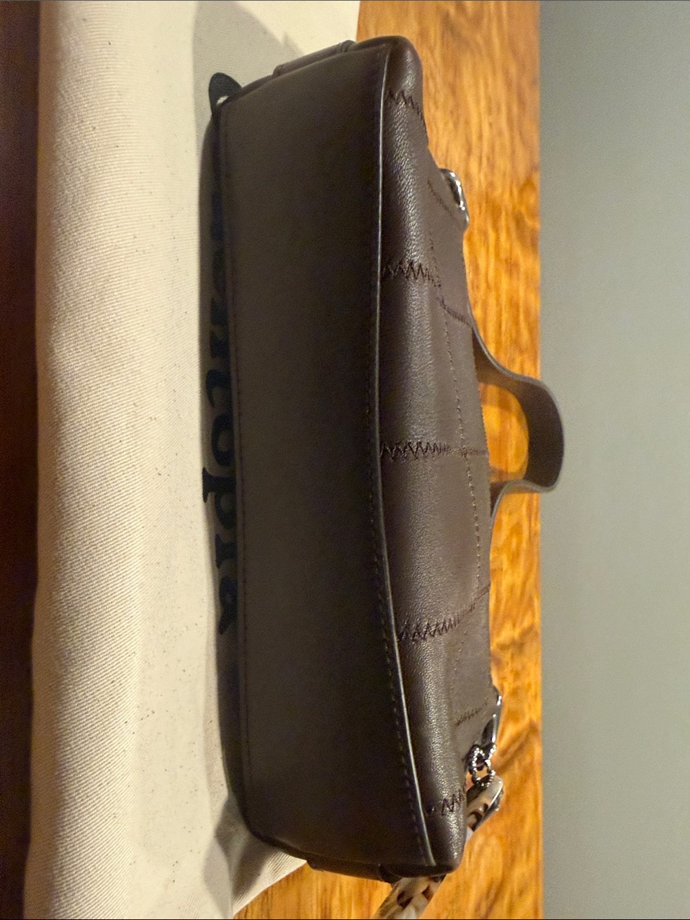 Coach Quilted Leather Shoulder Bag in Dark Brown with Coin Pouch - Picture 10 of 14